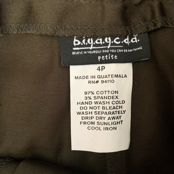 Cuffed Pleated Trousers Pants Olive Green 4P - Picture 2 of 9